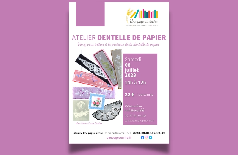 Atelier Dentelle de papier, samedi 8 juillet 2023, de 10h à 12h - Une